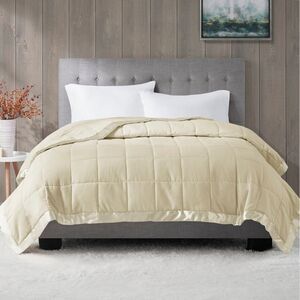 Madison Park - Windom Lightweight Down Alternative Blanket with Satin Trim Ivory